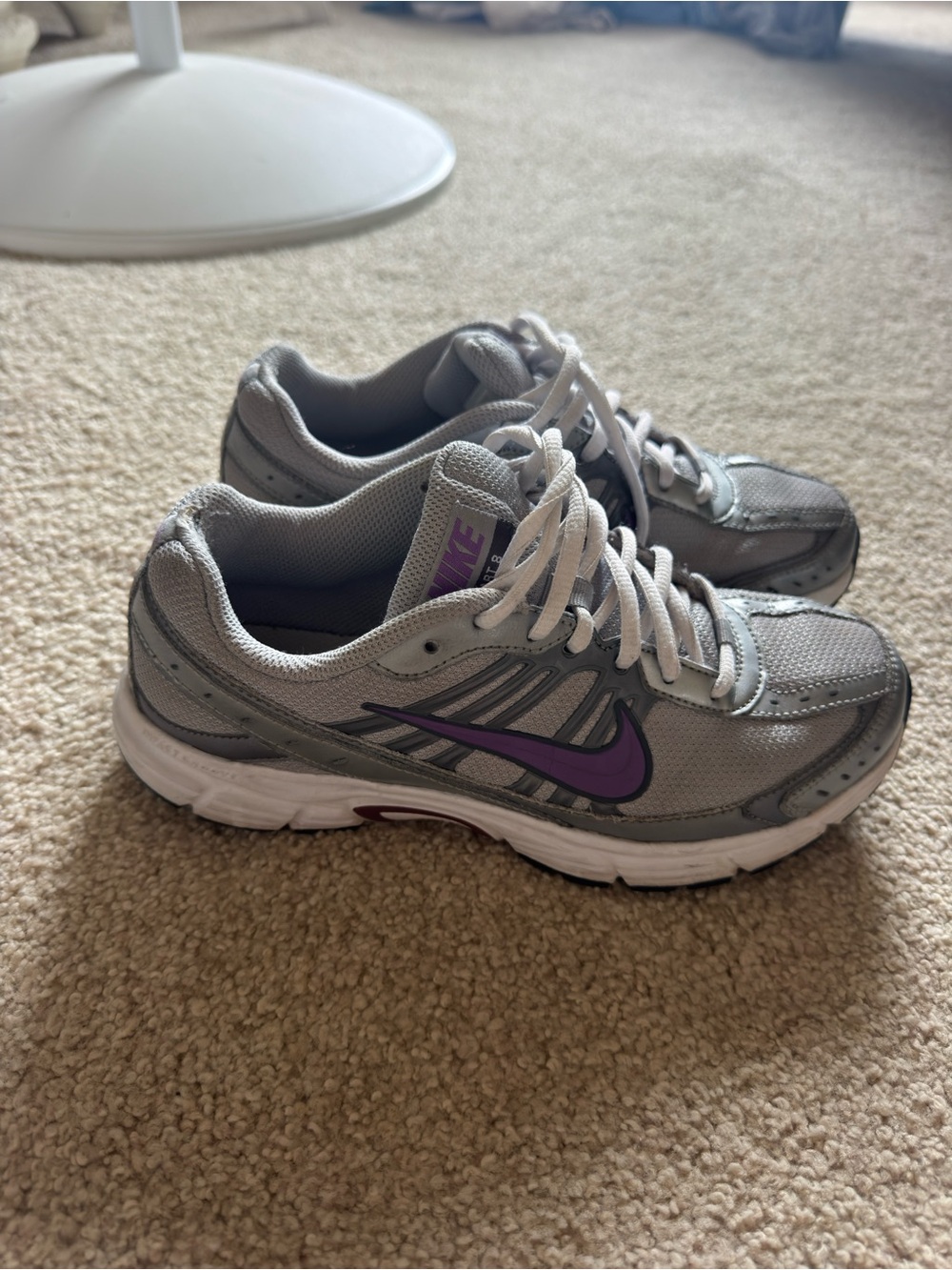Nike Gray and Purple Women's Athletic Running Shoes